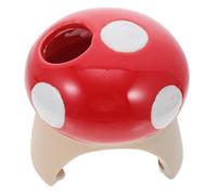 MUCKLILY Ceramic Squirrel Nest Hamster Hide without Bottom Design Red Mushroom Shape Habitat Sleeping Nest for Small Pets Hamsters