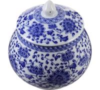 MUCKLILY Chinese Style Ceramic Tea Jar with Airtight Lid Traditional Blue and White Porcelain Storage Canister for Loose-leaf Tea Sugar Coffee Kitchen and Dining Table Decoration