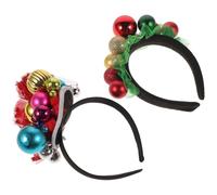 MUCKLILY Christmas Hairband with Bells 2pcs, Festive Party Head Hoops for Adults, Decorative Holiday Hair Accessories for Christmas and New Year Celebrations