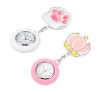 MUCKLILY Clip-on Pocket Watches in Fresh and Lovely Style with Quartz Movement 2pcs Graduation Festival and Luminous Face White Silicone Luminous Watches for Nurses and Doctors