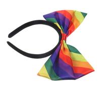 MUCKLILY Colorful Rainbow Bowknot Headband for Women Elastic Hair Accessory for Parties Daily Wear Playful and Versatile Pride Headband with Adorable Design for Various Events