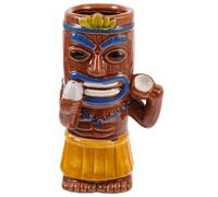 MUCKLILY Creative Ceramic Tiki Mug Hawaiian Party Cocktail Cup Coconut Brown for Barware and Drinkware Supplies