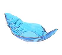 MUCKLILY Creative Ocean Theme Glass Snack Tray 7.48x4.61x1.97in Conch Shape Blue Party Food Catering Dish Refrigerator Oven Safe Easy Clean