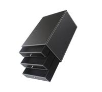 MUCKLILY Desk Organizer Drawer Type Locker Desktop File Box Three Layers Pu Leather Wood Frame Can Hold Documents and Jewelry Suitable for Living Room and Bedroom