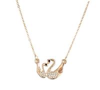 MUCKLILY Double Swan Shape Pendant Necklace Lightweight Alloy Fashion Jewelry for Women Elegant Simple Temperament Neck Decor Gift for Daily Party Work