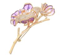 MUCKLILY Elegant Purple Enamel Flower Brooch Pin with Rhinestone Vintage Chinese Begonia Design Hypoallergenic Lapel Pin for Women Wedding Banquet Coat Hat Bag Accessories
