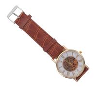 MUCKLILY Elegant Quartz Business Watch for Men and Women Classic Hollow Dial with Case and Brown Leather Strap Stylish Unisex Wristwatch Suitable for Work and Gifts