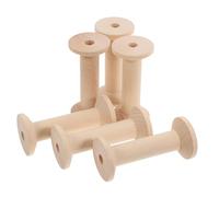 MUCKLILY Embroidery Threads Tool 6pcs Wooden Empty Spools Large Unfinished Craft Spools for Sewing Projects