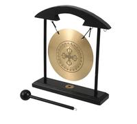 MUCKLILY Feng Shui Brass Gong with Stand Vajra Decorative Tabletop Ornament for Home Enhances Luck Prosperity Soothing Sound Elegant Asian Decor for Living Room Office