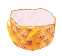 MUCKLILY Foldable Travel Foot Basin Large Portable Foot Soak Tub Yellow Triangle Multipurpose Camping Washing Basin for Bath and Fruit Cleaning