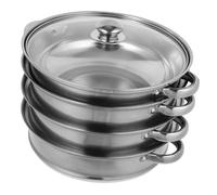 MUCKLILY Four Layer Thick Stainless Steel Steamer Pot Multifunctional Stockpot for Soup Cooking and Steam Cooking Household Kitchen Cookware Suitable for Stove Top Use
