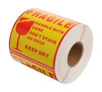 MUCKLILY Fragile Warning Sticker 500pcs Red Yellow Packing Caution Labels 10x10cm Square Fragile Shipping Decals for Package Handling and Transport Safety