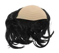MUCKLILY Funny Receding Hairline Wig for Men, Synthetic Black Half Bald Cap with Long Straight Hair, Party Costume Prop for April Fools Day, Comedy Show, Wedding Joke, and Role Play