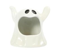 MUCKLILY Ghost Shape Ceramic Hamster Hideout for Hamsters and Rats Small Animal Habitat with Cute White Design Burrowing and Hiding Shelter for Pet Homes