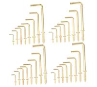 MUCKLILY Gold Right Angle Self Tapping Screw Hooks Carbon Steel Metal Fasteners for Hanging Light Objects Walls Easy to Install Various from