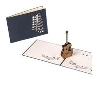 MUCKLILY Greeting Vintage Guitar 3d up Thank You Blessing Card with Blank Part for Writing, Delicate Design Paper Printing, Super Craft, Gift for Special Day and Lover