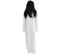 MUCKLILY Halloween Horror Ghost Costume Set for Women Ladies Featuring White Cloth and Black Hair, Haunted House Dress up Props for Themed Family Photo or Outdoor Festival