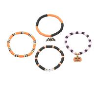 MUCKLILY Halloween Polymer Clay Bracelets Set for Women with Pumpkin Charm, Stylish and Modern Design Festival Jewelry, Holiday Gift for Friends and Lovers