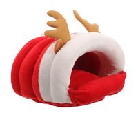 MUCKLILY Hamster House Hamster Hut Warm Winter Deer Shape Red Pp Cotton Easy to Clean Wear-resistant for Rabbits and Pets
