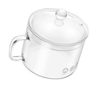 MUCKLILY High Borosilicate Glass Cooking Pot with Lid and Handles Heat-Resistant Stew Pot for Stove Top Cooking Clear Noodle and Soup Bowl for Home Use and Easy to Clean