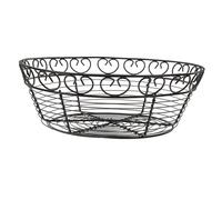 MUCKLILY Iron Art Fruit and Vegetable Storage Basket Wire Basket for Kitchen and Office Compact Lightweight Bread and Snack Organizer Black Round Design for Home and Restaurant Use