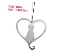 MUCKLILY Iron Cat Hanging Ornament Heart-shaped Garden Sculpture Wall Decor for Outdoor Balcony Living Handmade Metal Animal Pendant Unique Artistic Hanging Decoration for Cat Lovers