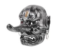 MUCKLILY Japanese Samurai Mask for Men in Silver Plastic with Retro Tengu Design, Decorative and Precisely Crafted Cosplay Party Mask for Halloween and Theatrical Productions