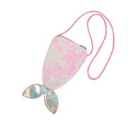 MUCKLILY Large Sequin Shoulder Bag with Shiny Mermaid Tail Design Colorful Pink and White Crossbody Pouch for Portable Coin Purse for Daily Use and Party Accessories