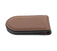 MUCKLILY Laser Pu Leather Money Clip Wallet Brown, Magnetic Cash Holder Card Organizer for Men, Slim Western Style Cash Storage Clamp for Everyday Use
