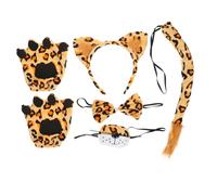 MUCKLILY Leopard Cosplay Headband with Furry Ears Palm Tail and Nose for Costume Parties Halloween Masquerades Comfortable Animal Role Playing Accessories
