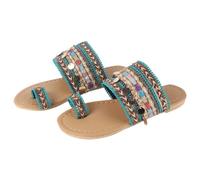 MUCKLILY Lightweight Bohemian Flat Thong Sandals for Women Non-slip Summer Slippers with Soft Sole Comfortable Elastic Upper for Casual Outdoor Wear Easy to Carry