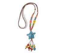 MUCKLILY Long Boho Necklace: Colorful Ceramic Bead Star Charm Pendant Necklace Vintage Chinese Ethnic Hippie Statement Jewelry For Travel Beach Women Girl