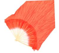 MUCKLILY Long Silk Belly Dance Folding Fan with Bamboo Frame Lightweight Real Silk Fabric Flexible Handheld Dance Fan for Ethnic and Modern Performances for Stage Shows