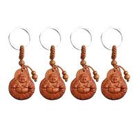 MUCKLILY Maitreya Buddha Keychain， Good Luck Keychain Charm for Car Keys, Bags and Backpacks, Handcrafted Pendant, 4 Pack