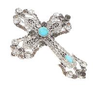 MUCKLILY Medieval Cross Brooch for Men Crystal Suit Brooch Pin Formal Events Lapel Jewelry Collar Badge