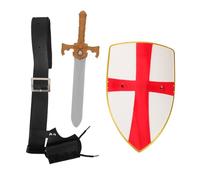 MUCKLILY Medieval Knight Costume Set with Sword Cross Shield Viking Waist Belt Safe Role Play Accessories for Men Renaissance Pirate Halloween Cosplay and Historical Reenactments