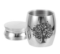 MUCKLILY Memorial Cremation Urn Pet Ashes Urn Simple Style Stainless Steel Silver Jar Light Weight Good Protection Effects Easy to Use Funeral Memorial for Pets Cat
