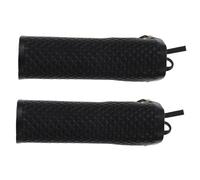 MUCKLILY Motorcycle Handlebar Grip Covers 2pcs Full Leather Black Throttle Grip Protectors Vintage Style Motorbike Accessories for Road Riding