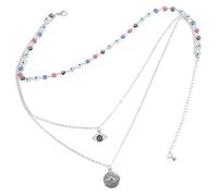 MUCKLILY Multi Evil Eye Pendant Necklace for Women Adjustable Lightweight Alloy Chain Jewelry Silver Charm Necklace for Teen Gift Mother's Day Accessory
