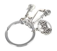 MUCKLILY Music Lover Keychain Set with Guitar, Microphone Musical Note Pendants, Silver Metal Backpack Hanging Decor for Musicians