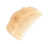 MUCKLILY Natural Hand Carved Sheep Horn Wide Tooth Comb, Thick Half-round Pocket Hair Comb 7.5cm with Scalp Massage for Women and Men, Anti-static Detangler for Hair Types