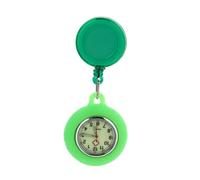 MUCKLILY Nurse Luminous Pocket Watch with Silicone Case Retractable Clip-on Quartz Fob Watch for Medical Staff and Students Glow-in-The-Dark Green for Exams and Healthcare Use