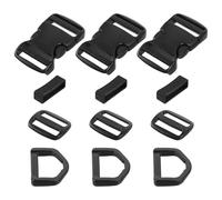 MUCKLILY of Adjustable Pet Collar Buckles and Strap Replacement 10 Sets with Secure Locking Mechanism, Black Pom Webbing Release Buckles for Sturdy Puppy Collars