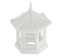 MUCKLILY Pond Pavilion Figurine Imitated Pavilion Decor 2.79x2.44x2.16in Ceramic Hexagonal Classic Design Smooth Surface Decorative Garden Outdoor Decoration for Fish Tank and Bonsai