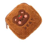 MUCKLILY Portable Sanitary Napkin Storage Bag for Cute Plush Bear Design Lightweight Nursing Pad Pouch with Inner Pockets Travel Period Container for School Office Outdoor Use
