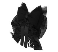 MUCKLILY Professional Head Flower Black Mesh Bowknot Hair Bun Clip Cover for Women Dance Accessories Handmade Crochet Snood Net