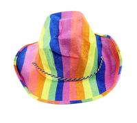 MUCKLILY Rainbow Cowboy Hat with Rainbow Striped Pattern Lightweight Breathable Pride Parade Accessory for Party Photo Prop and Role Play
