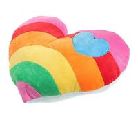 MUCKLILY Rainbow Heart Shape Pillow Plush Cushion Soft Throw Pillow for Sofa Home Car Use