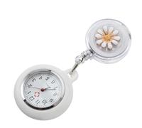 MUCKLILY Retractable Hanging Nurse Fob Watch with Clip-on Design and Adjustable Date, White Alloy Pocket Watch for Paramedics Suitable for Nurse's W nd Birthday