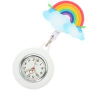 MUCKLILY Retractable Nurse Watch with Silicone Washable Cover, Waterproof Pocket Watch Featuring Rainbow Pattern Design, Gift for Women and Girls in Health Care